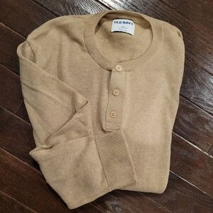 Henley style sweater, like new, ribbed cuff and hem, XL